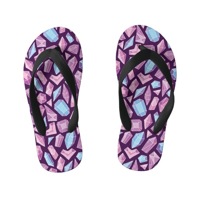 Doodle gems, vintage seamless background. kid's flip flops (Footbed)