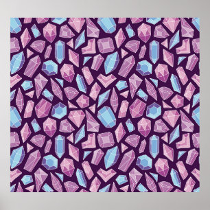 Doodle gems, vintage seamless background. poster
