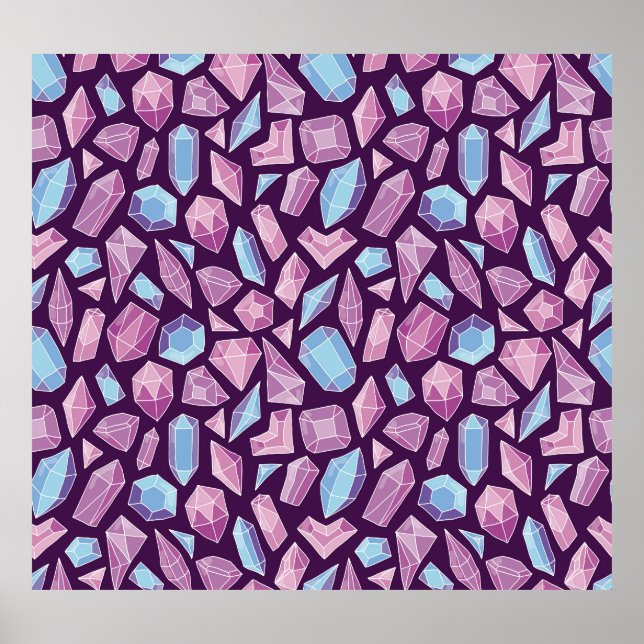Doodle gems, vintage seamless background. poster (Front)