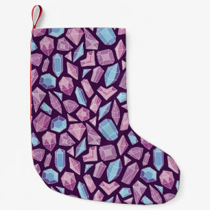 Doodle gems, vintage seamless background. small christmas stocking