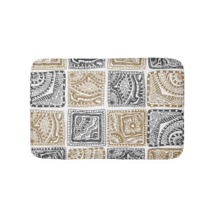 Doodle geometric, vintage abstract pattern. bath mat