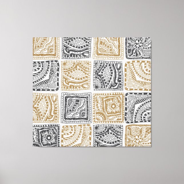 Doodle geometric, vintage abstract pattern. canvas print (Front)