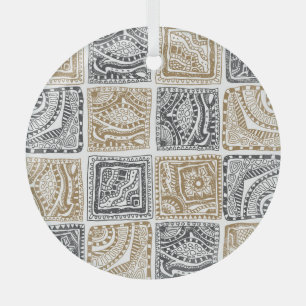 Doodle geometric, vintage abstract pattern. glass ornament