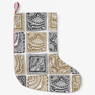 Doodle geometric, vintage abstract pattern. small christmas stocking