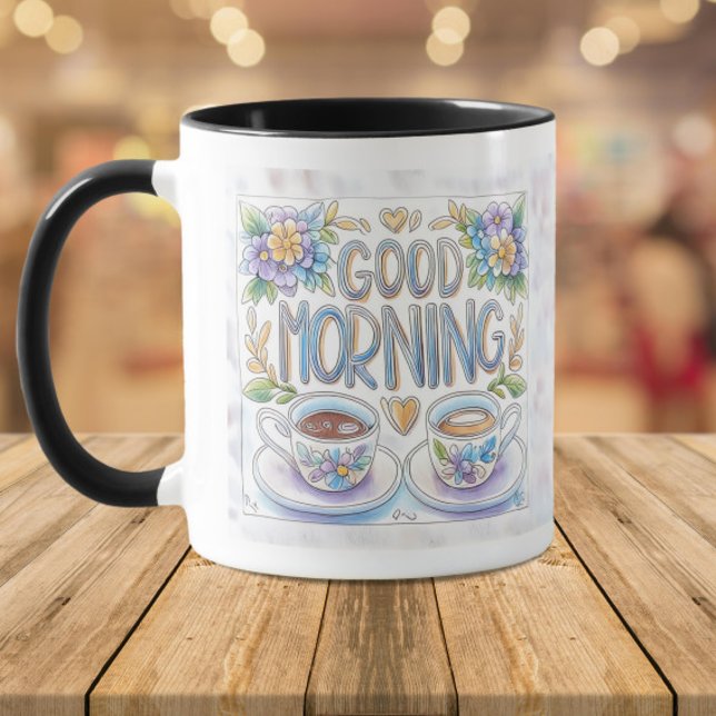 Doodle Good Morning Sharing Coffee  Mug (Creator Uploaded)