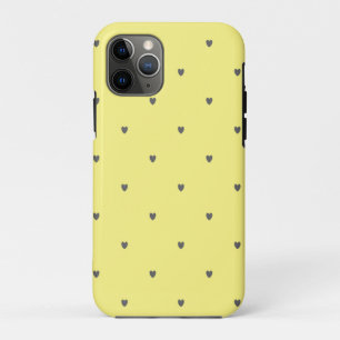 Doodle Grey Heart Pattern Yellow Custom Colour Cut iPhone 11 Pro Case