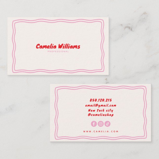 doodle groovy blush business card (Front/Back)