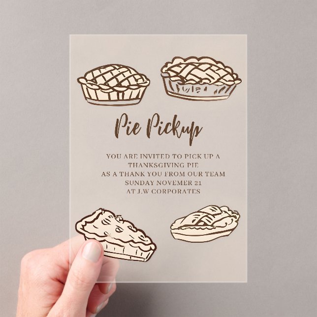 Doodle Hand Drawn Pie Pickup Thanksgiving Acrylic Invitations (Insitu (Handheld))