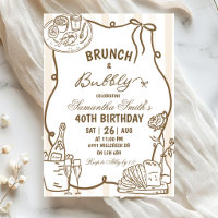 Doodle Handwritten Brunch And Bubbly Birthday
