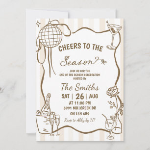 Doodle Handwritten Cheers To The Season End Invitation