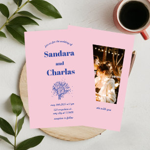 Doodle Handwritten flower Whimsical wedding  Invitation