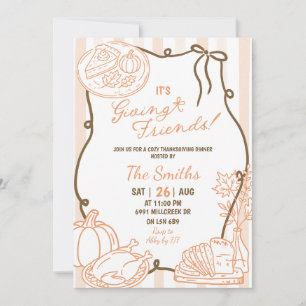 Doodle Handwritten Giving Friends Thanksgiving Invitation