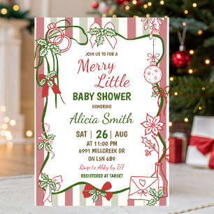 Doodle Handwritten Merry Little Baby Shower Invitation
