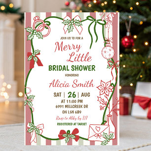 Doodle Handwritten Merry Little Bridal Shower Invitation