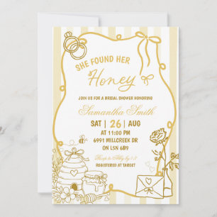 Doodle Handwritten She Found Her Honey Bridal Invitation