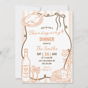 Doodle Handwritten Thanksgiving Dinner Invitation