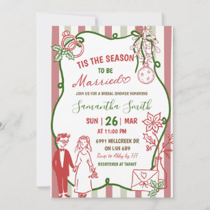 Doodle Handwritten Tis The Season To Be Married Invitation