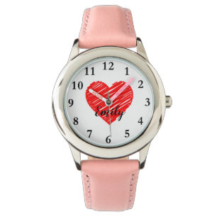 Doodle Heart Custom Girl Nom Montres