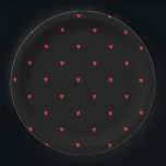 Doodle Heart Patterns Red Black Custom Cute Lovely Paper Plate<br><div class="desc">Designed with cute red doodle heart patterns in solid black background. You may change to any background colour as you wish.</div>