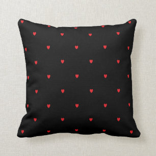 Doodle Heart Patterns Red Black Custom Cute Pretty Throw Pillow