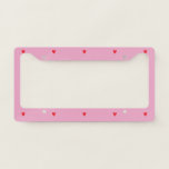 Doodle Heart Patterns Red Pink Custom Cute Pretty License Plate Frame<br><div class="desc">Designed with cute red doodle heart patterns in solid pink background. You may change to any background colour as you wish.</div>