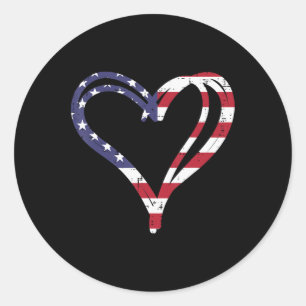 Doodle Heart US American Flag Memorial Day 4th Of  Classic Round Sticker
