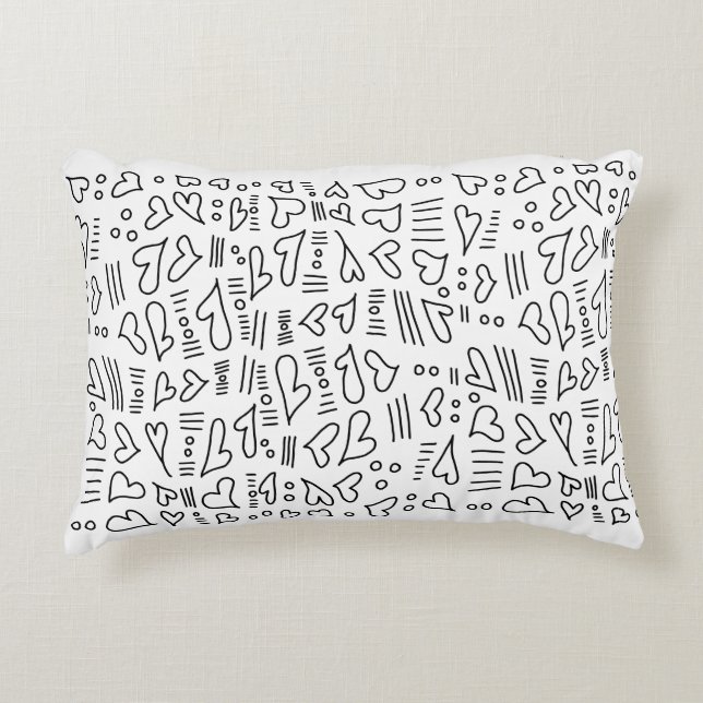 Doodle hearts 35 accent pillow (Front)