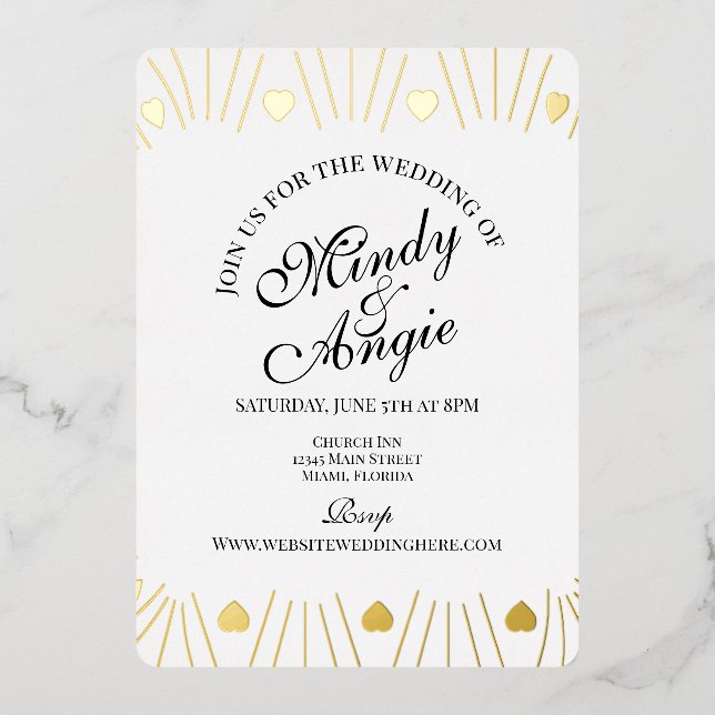 Doodle Hearts Frame Script Wedding (Front)