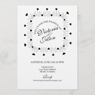 Doodle Hearts Frame Script Wedding Invitation