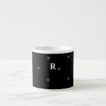 Doodle Hearts Patterns Black Red Monogram Initial Espresso Cup<br><div class="desc">Makes a great personalized gift for any occasion! You may change the background colour as you wish.</div>