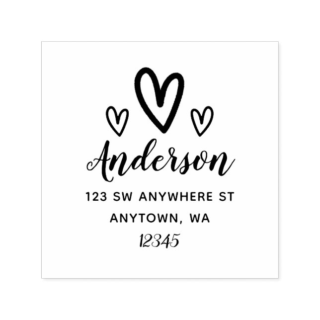 Doodle Hearts Return Address Personalized Self-inking Stamp (Design)