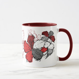 "Doodle Hibiscus" Mug in Red