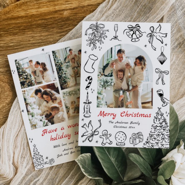Doodle Holiday Card Photos Christmas Card Trendy (Creator Uploaded)