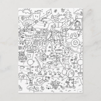 doodle i spy in the park colouring postcard