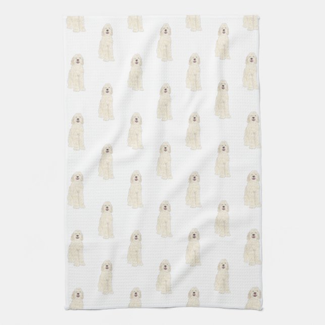 Doodle III (Cream White) Kitchen Towel (Vertical)