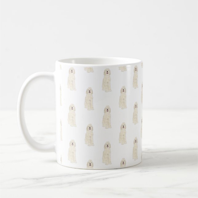 Doodle III (Crème blanche) Mug de café (Gauche)