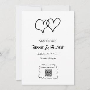 Doodle Illustrations Wedding in Black and White Invitation