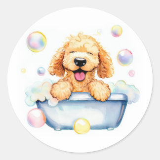 Doodle in the Tub Blank Menu Classic Round Sticker