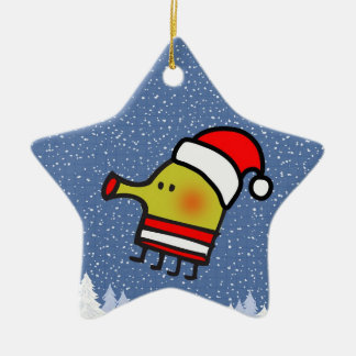 Doodle Jump Christmas Star Ceramic Ornament