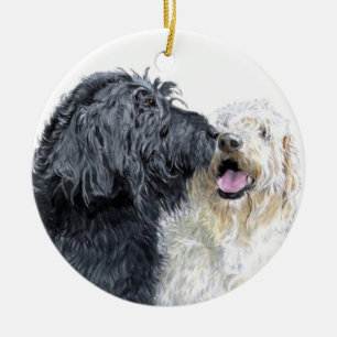 Doodle Kisses Ceramic Ornament