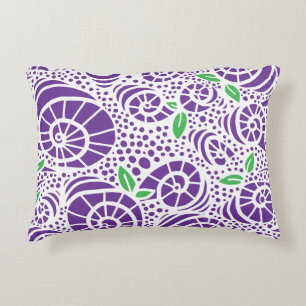 Doodle leaves and abstract snail curls accent pillow