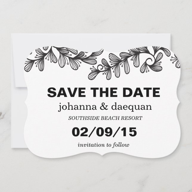 Doodle Leaves Save The Date (Front)