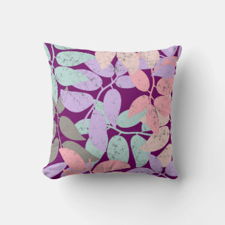 doodle leaves throw pillow