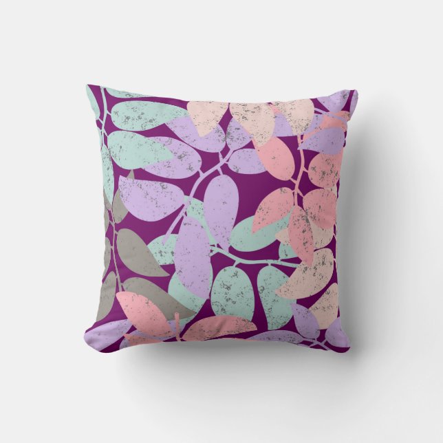 doodle leaves throw pillow (Front)