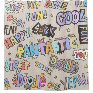 Doodle Lettering Words Cool Fun vintage Hand Drawn