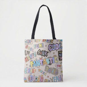 Doodle Lettering Words Cool Fun vintage Hand Drawn Tote Bag