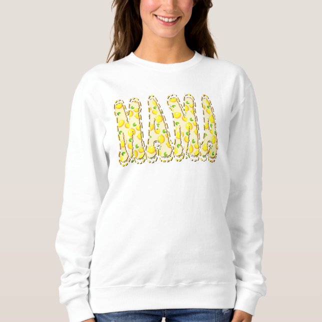 Doodle Letters Bright Yellow Lemon Mama Sweatshirt (Front)