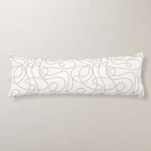Doodle Line Art Pattern   Soft Terracotta on White Body Pillow