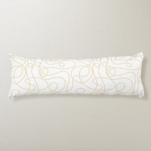 Doodle Line Art Pattern   Soft Yellow on White Body Pillow