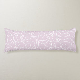 Doodle Line Art Pattern   White on Dusty Pink Body Pillow